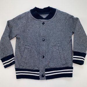 Baseball Jacket Coat Gray Blue Snap Button Baby Toddler 18-24 months